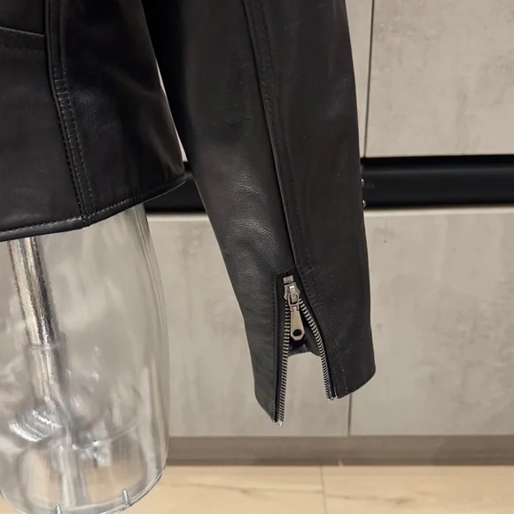 Rebecca Minkoff Black Leather Jacket with Embroidered Floral Accents - Picture 10 of 12